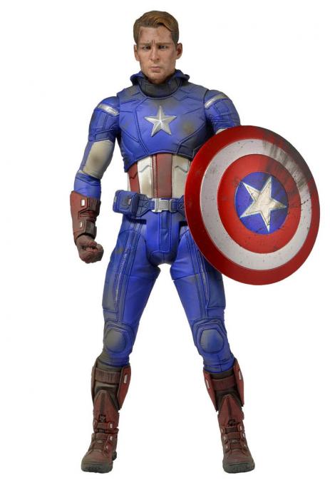Figura Capitán América 46 cm. Versión dañada. Escala 1/4. Los Vengadores. NECA