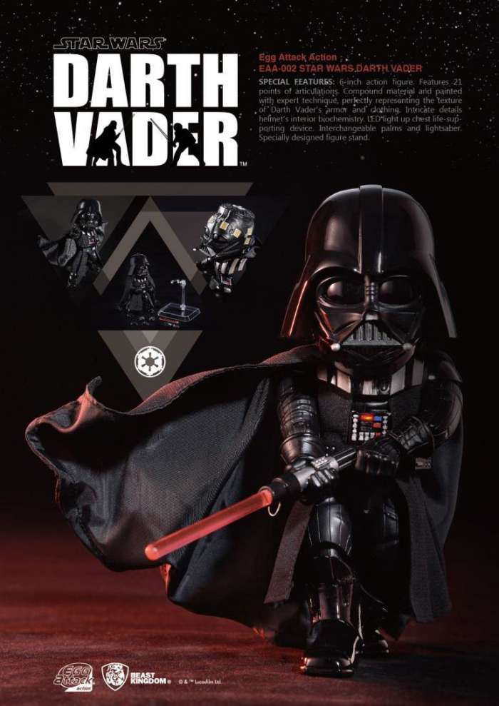 Figura Darth Vader 16 cm. Star Wars. Con luz y sonido. Línea Egg Attack. Beast Kingdom Toys