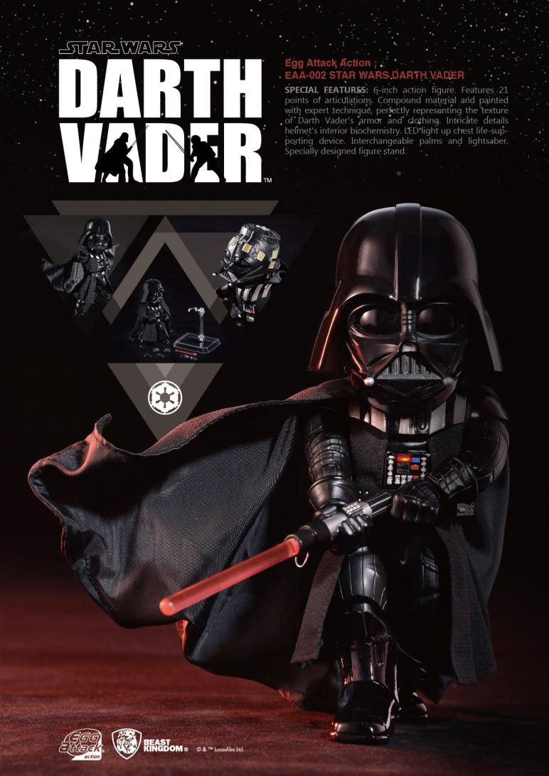 Figura Darth Vader 16 cm. Star Wars. Con luz y sonido. Línea Egg Attack. Beast Kingdom Toys