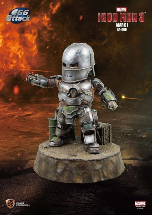 Figura Iron Man 3 Mark I Damaged 16 cm Con luz. Línea Egg Attack. Beast Kingdom Toys