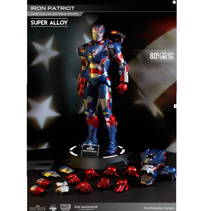 Figura Iron Patriot 45 cm. Iron Man 3. Línea Super Alloy. Con luz. Escala 1:4. Play Imaginative