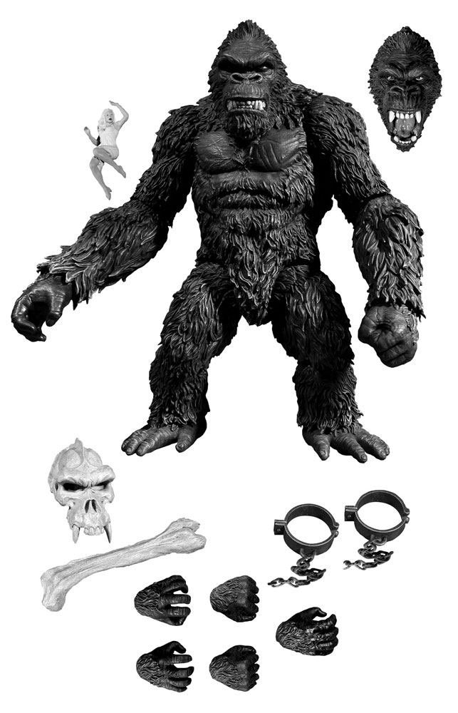 Figura King Kong 18 cm. Kong: La Isla Calavera. Exclusive Black & White. Mezco Toyz