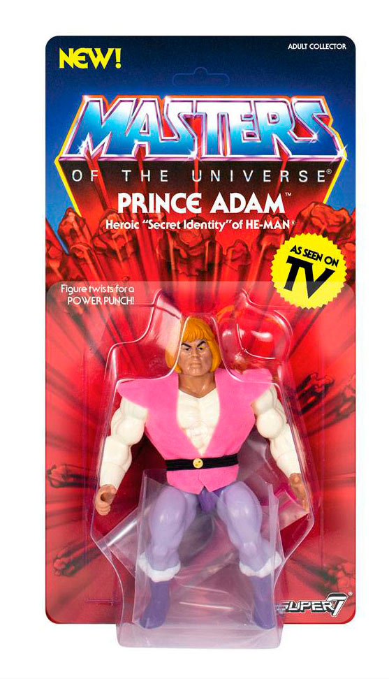 Figura Prince Adam 14 cm. Masters del Universo. MOTU Vintage Collection. Super7
