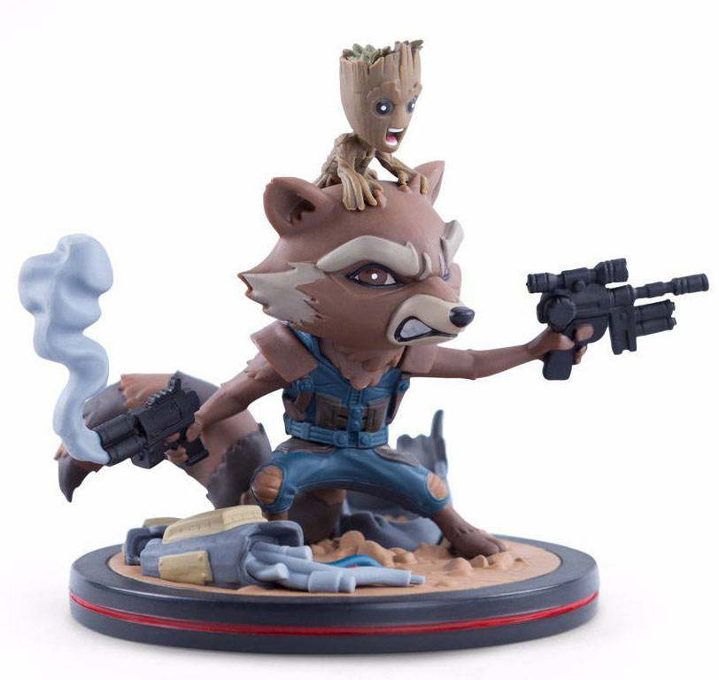 Figura Rocket & Groot 14 cm. Guardianes de la Galaxia Vol. 2. Línea Q-Fig. LC Exclusive. Marvel Cómics. Quantum Mechanix