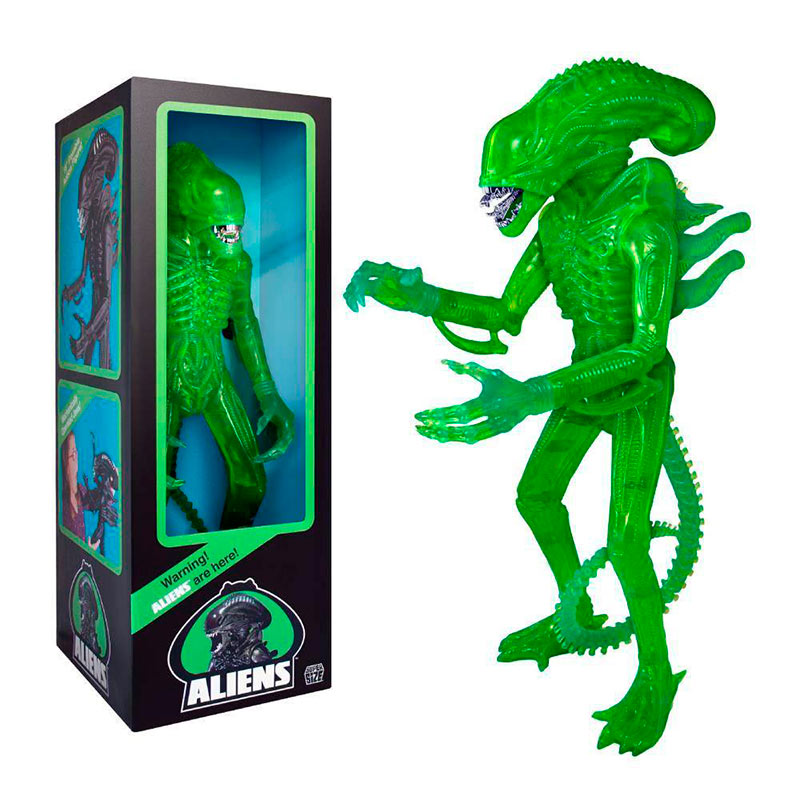Figura Super Size Alien Warrior 46 cm. Aliens: El Regreso. Classic Toy Edition (1986 Acid Green). Super7
