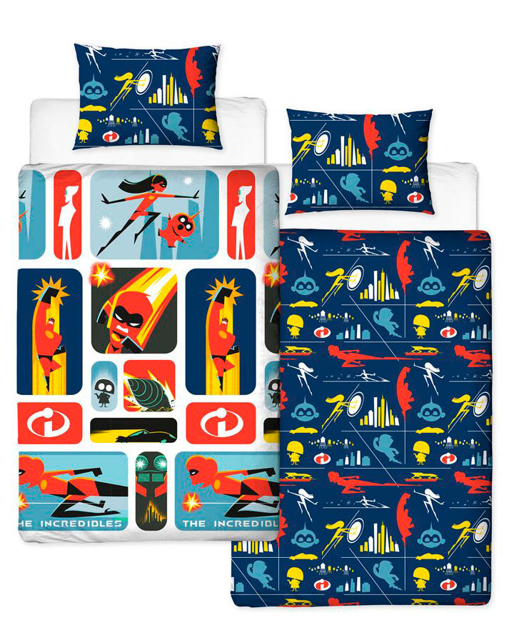 Funda Nórdica Reversible Retro Los Increíbles 2 de 135 x 200 cm