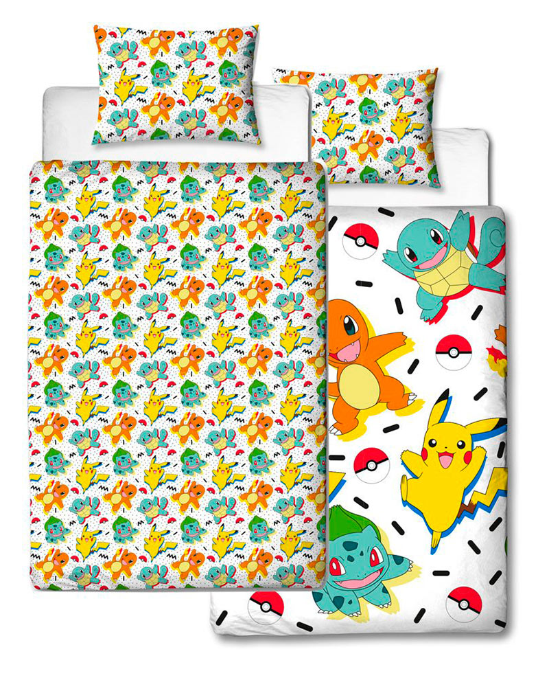 Funda Nórdica Reversible Starters Memphis Pokémon 135 x 200 cm