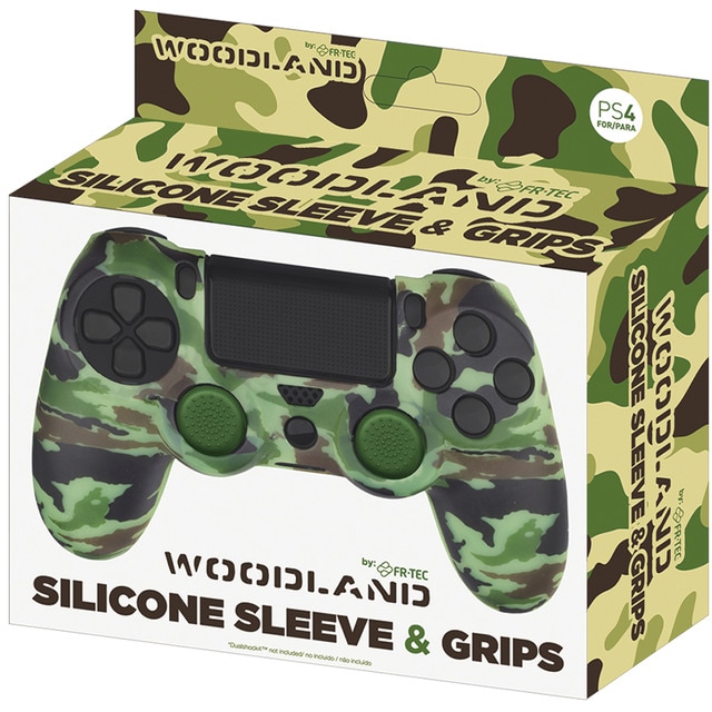 Funda de silicona + grips Camo Woodland para mando Dualshock PS4