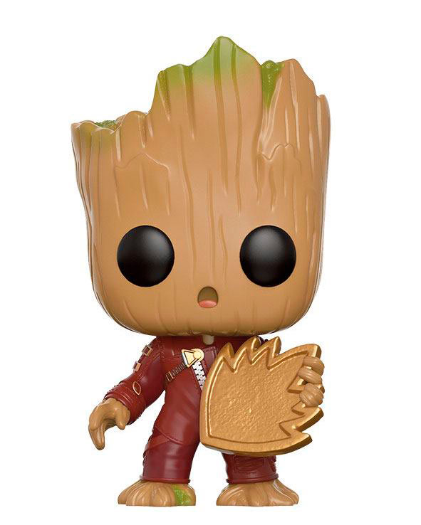 Funko POP Snowy Young Groot with Shield 9 cm. Guardianes de la Galaxia 2. Marvel