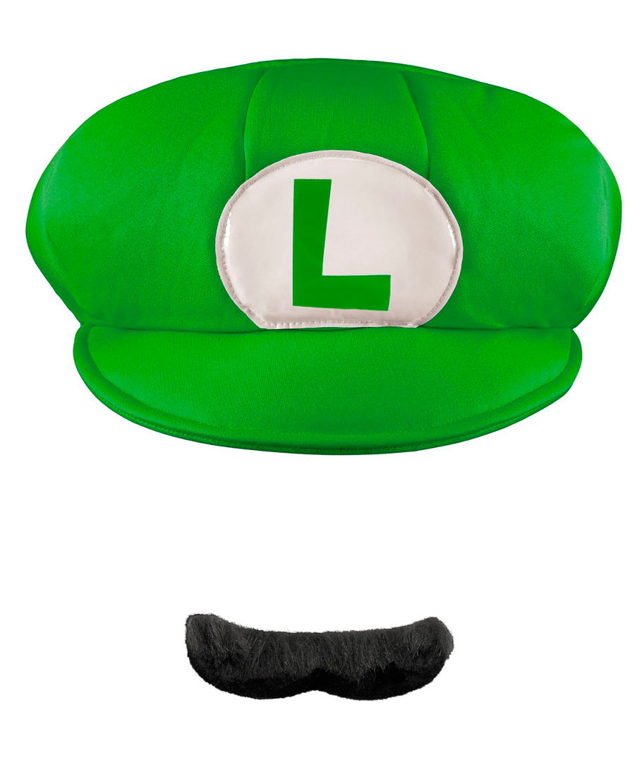 Gorra y bigote Luigi. Nintendo