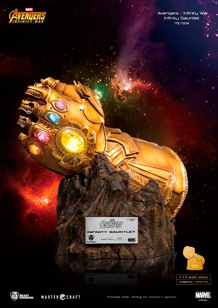 Guante Thanos 40 cm. Vengadores: Infinity War. Línea Egg Attack. Con luz. Beast Kingdom Toys