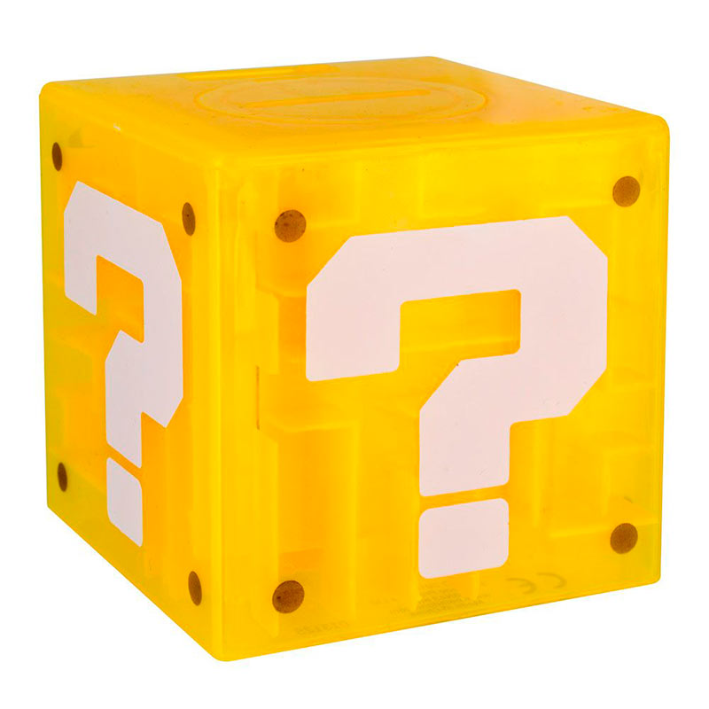 Hucha & Juego Maze con figura Question Block Super Mario Bros