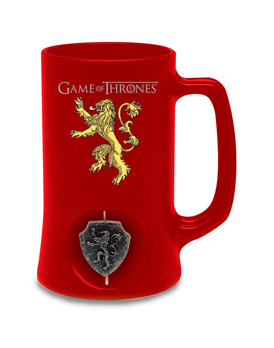 Jarra cerveza Casa Lannister. Juego de Tronos. Emblema giratorio
