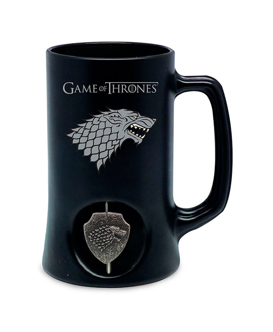 Jarra cerveza Casa Stark. Juego de Tronos. Emblema giratorio