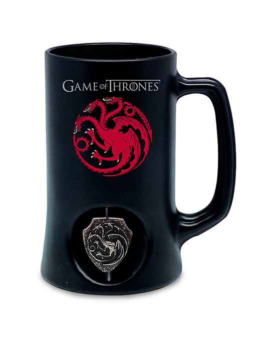 Jarra cerveza Casa Targaryen. Juego de Tronos. Emblema giratorio