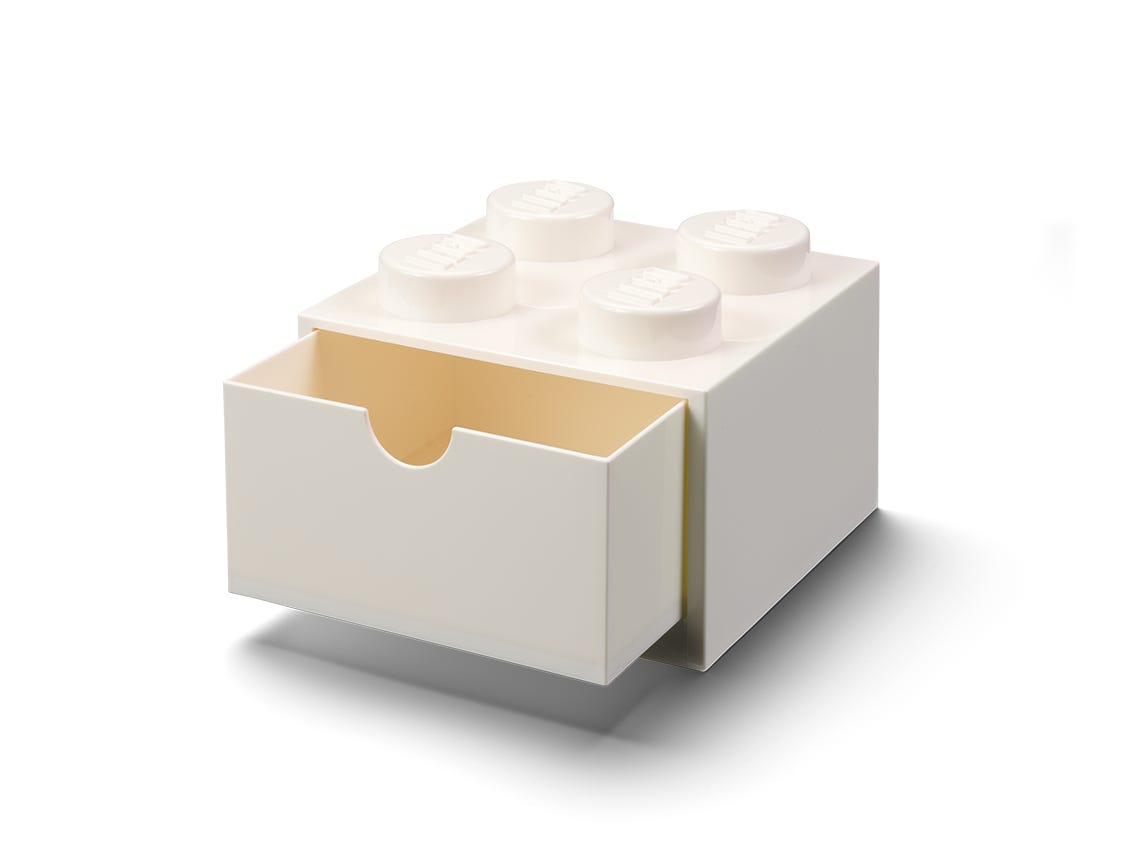 LEGO Otros - Cajón de escritorio de 4 espigas (blanco)