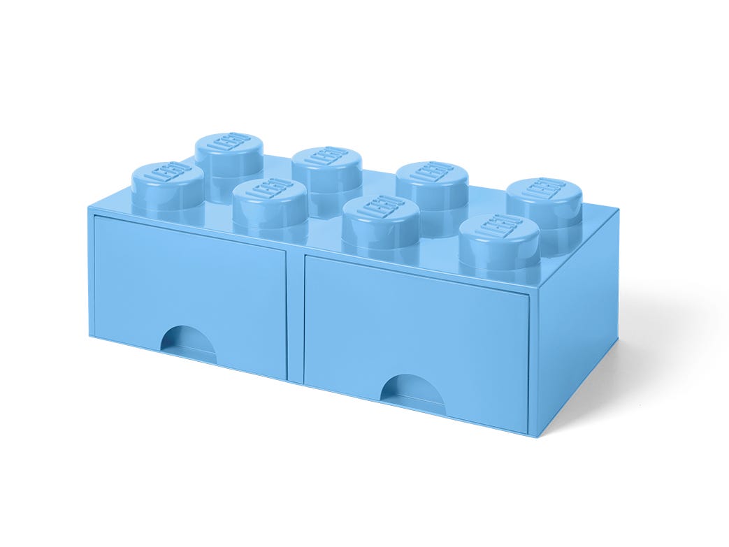 LEGO Otros - Ladrillo de 8 espigas con cajón (azul claro)