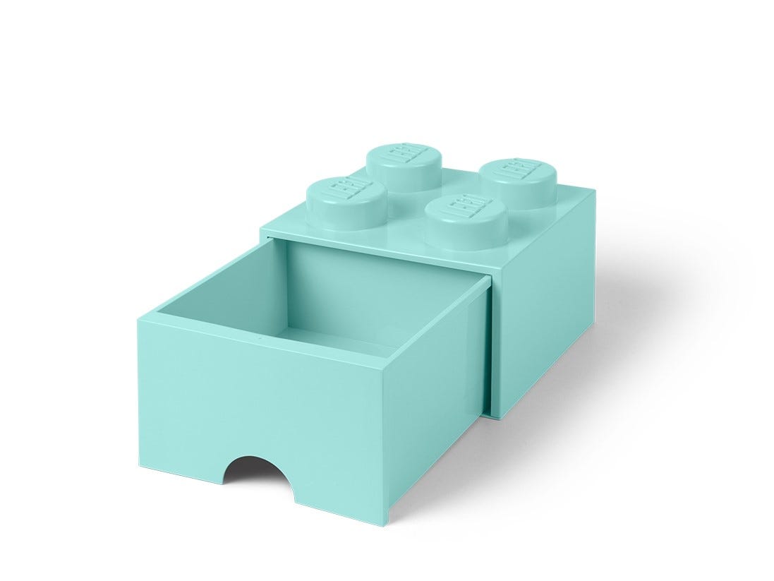 LEGO Otros - Ladrillo de almacenamiento con cajón azul aguamarina claro de 4 espigas LEGO®