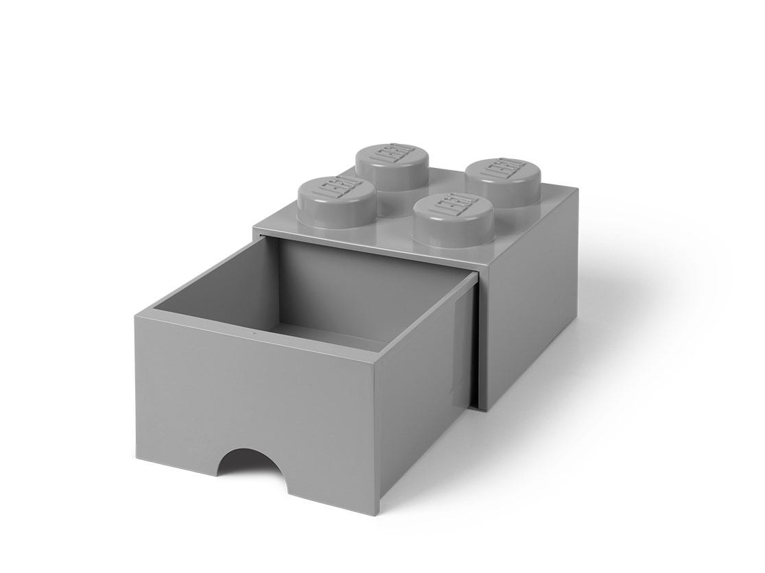 LEGO Otros - Ladrillo de almacenamiento con cajón gris piedra medio de 4 espigas LEGO®