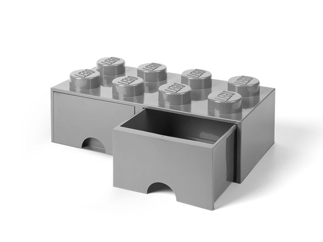 LEGO Otros - Ladrillo de almacenamiento con cajones gris piedra medio de 8 espigas LEGO®