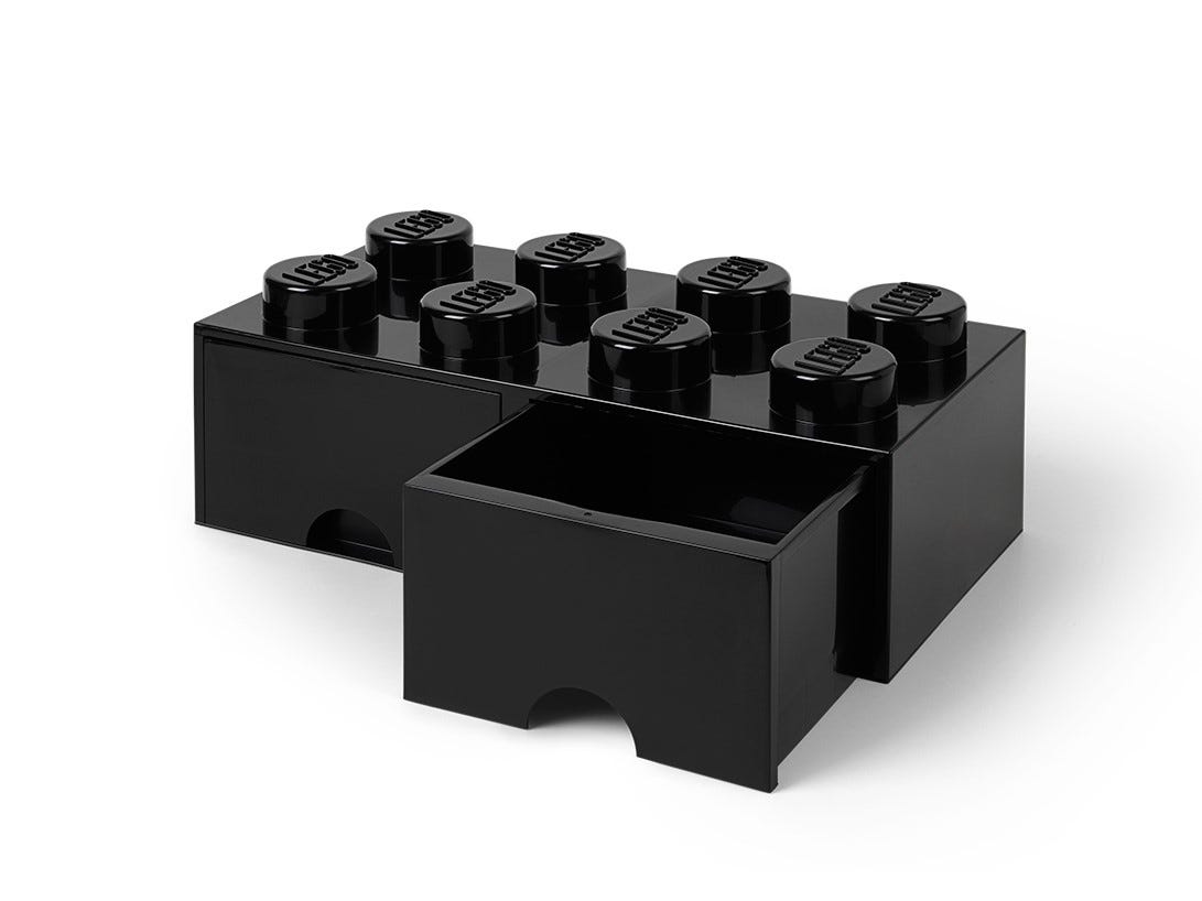LEGO Otros - Ladrillo de almacenamiento con cajones negro de 8 espigas LEGO®