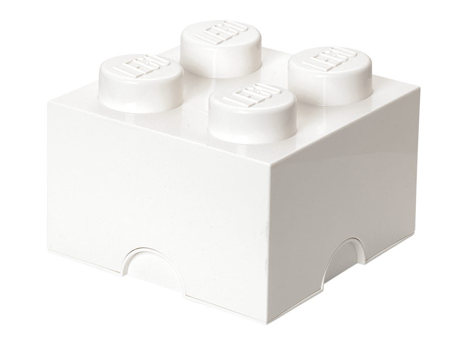 LEGO Otros - Ladrillo de almacenamiento de 4 espigas (blanco)