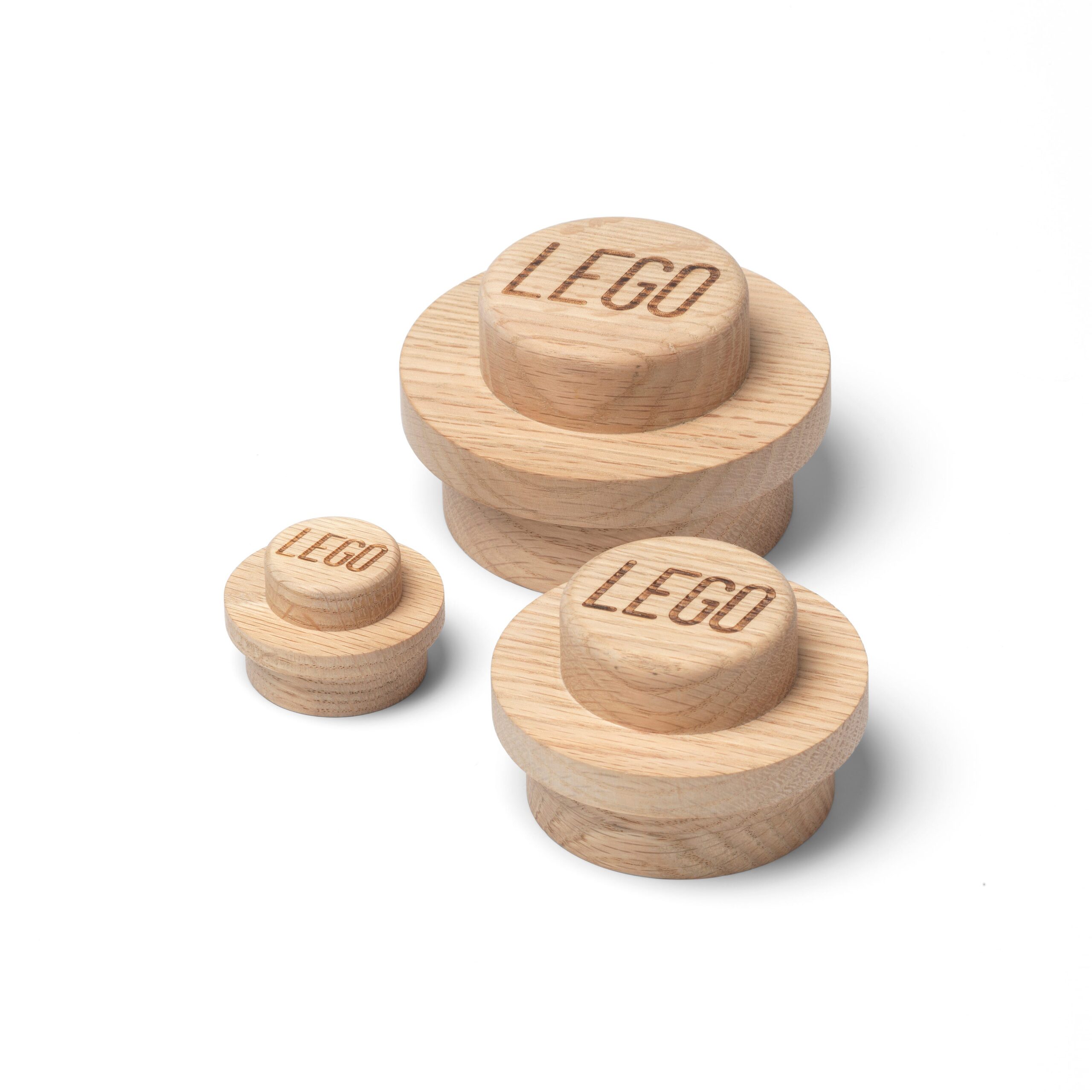 LEGO Otros - Set de percheros de pared de madera (roble claro)