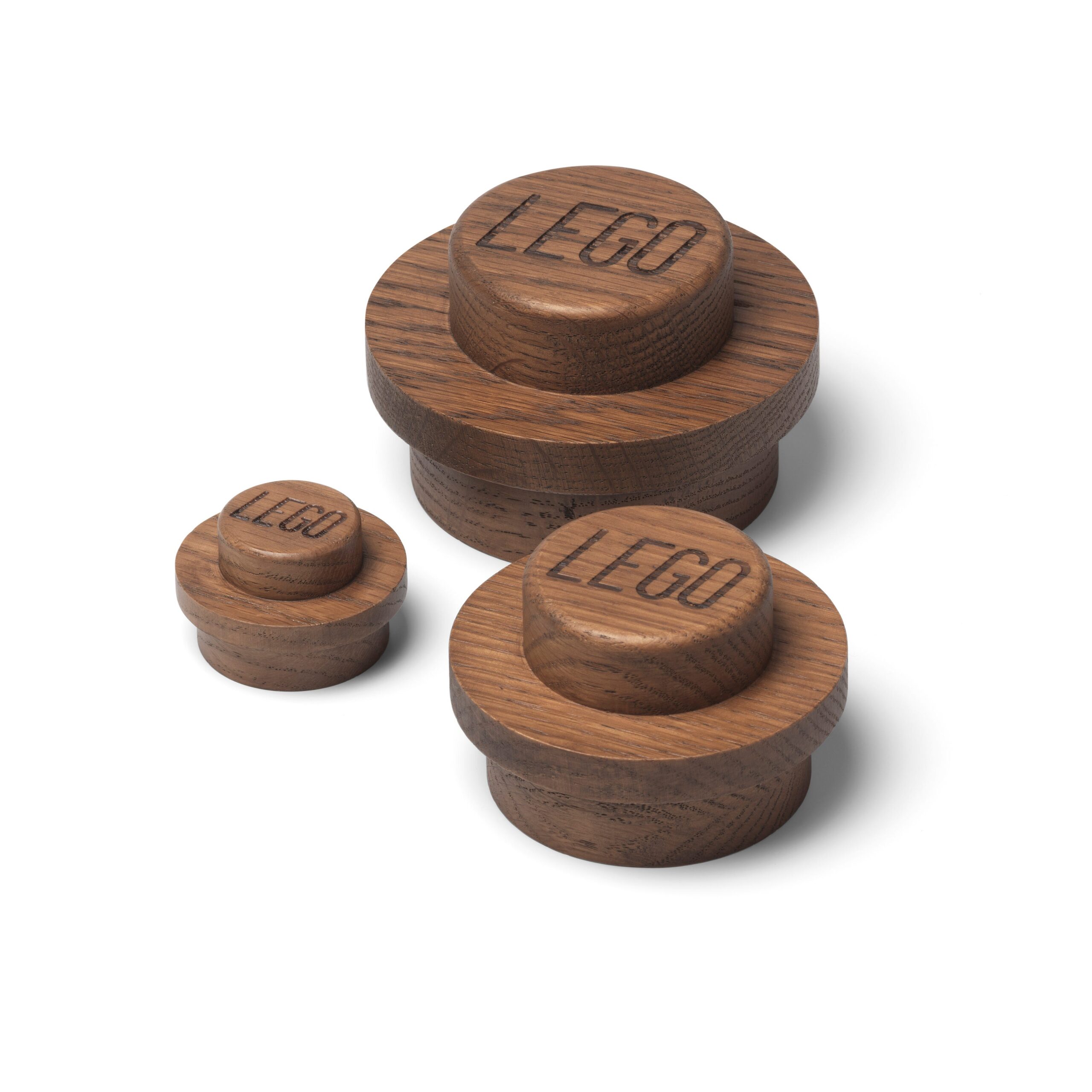 LEGO Otros - Set de percheros de pared de madera (roble oscuro)