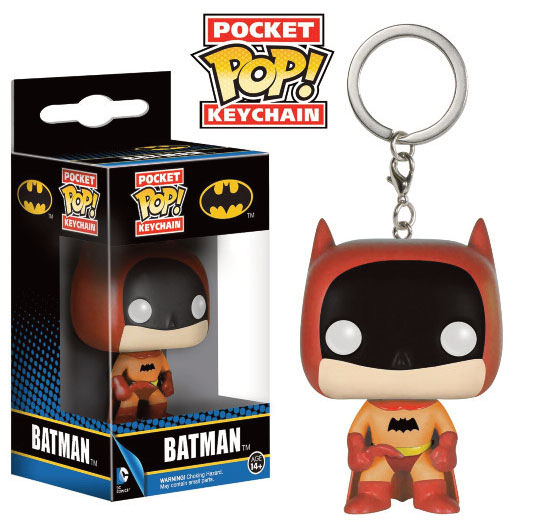 Llavero Batman 4 cm. Modelo naranja. 75º aniversario. Línea POP! Pocket. Funko