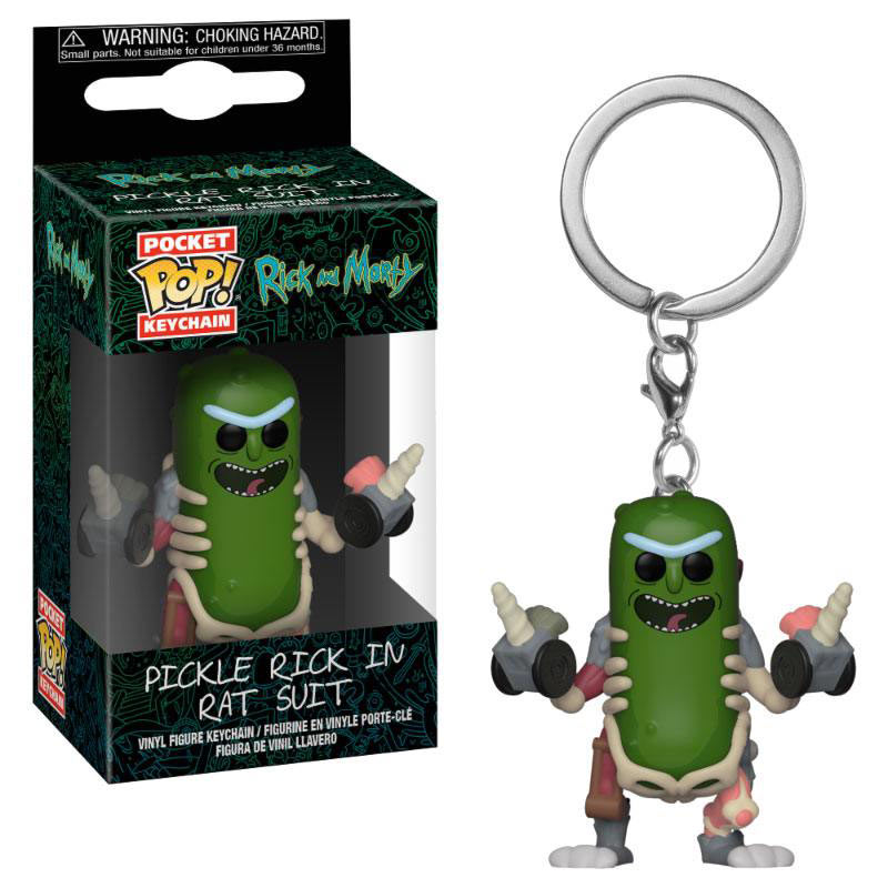 Llavero Pickle Rick in Rat Suit