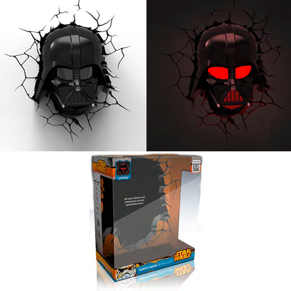 Lámpara 3D de pared rostro Darth Vader 33 cm. Star Wars