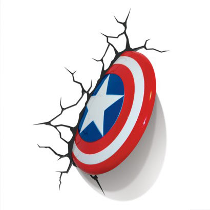 Lámpara 3D para pared Los Vengadores. Escudo Capitán América