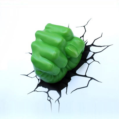 Lámpara 3D para pared Los Vengadores. Puño de Hulk
