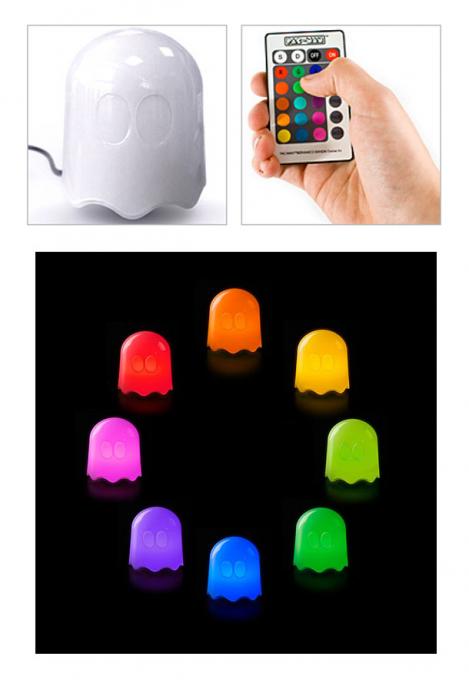 Lámpara Pac Man multicolor con control remoto. Fantasma