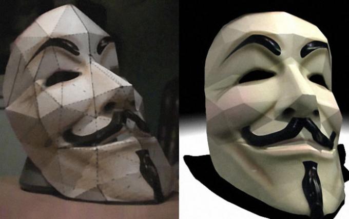 Maqueta de papel. mascara V de vendetta
