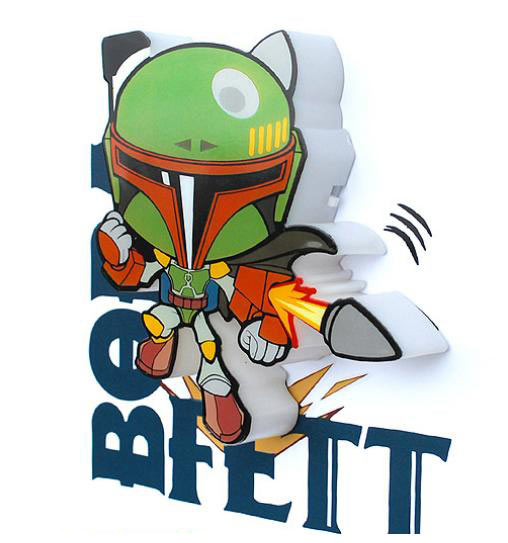 Mini Lámpara de pared 3D Boba Fett. Star Wars Cartoon