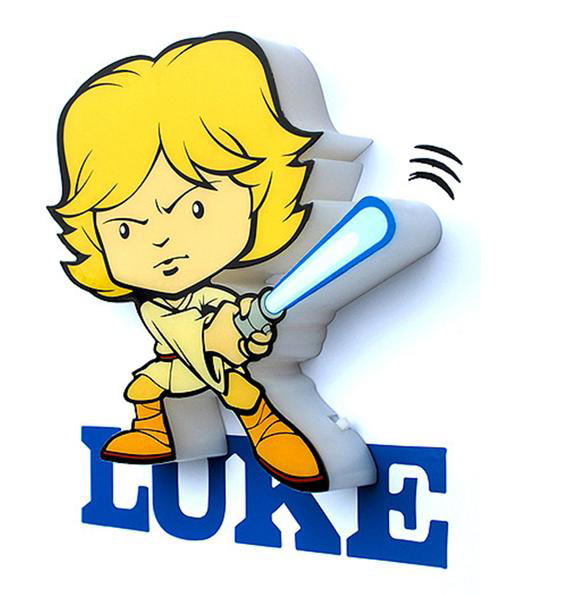Mini Lámpara de pared 3D Luke Skywalker. Star Wars Cartoon