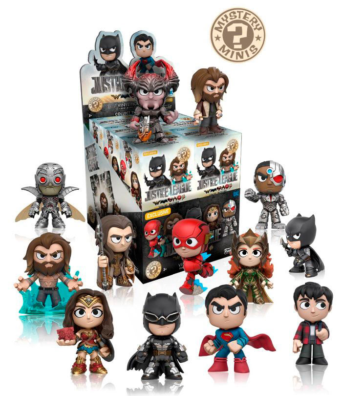 Pack 12 figuras La Liga de la Justicia 6 cm. Mystery Minis. Funko