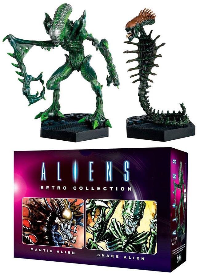 Pack 2 Estatuas Mantis Alien & Snake Alien 13 cm. Aliens Retro Collection. Eaglemoss Publications