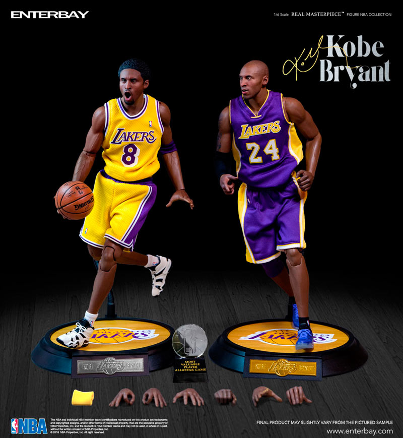 Pack 2 figuras Kobe Bryant 30 cm (Rookie Style & Final Season). NBA. Collection Real Masterpiece. Escala 1:6. Enterbay