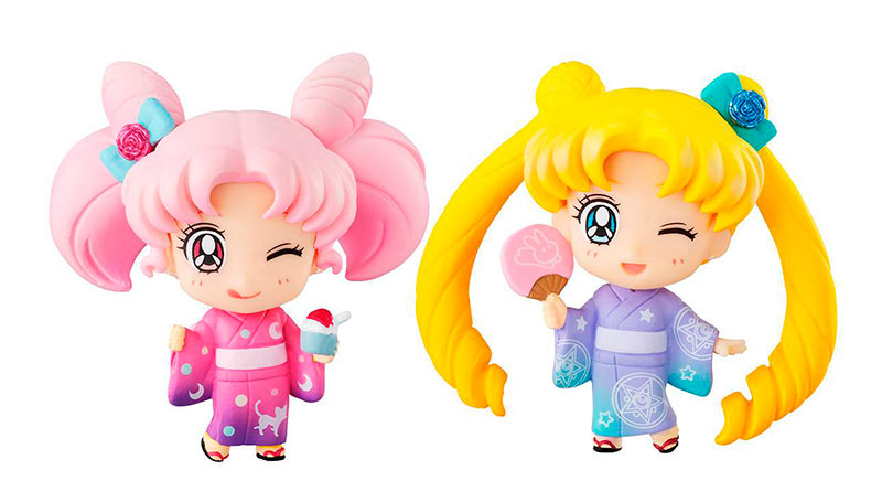 Pack 2 figuras Sailor Moon & Chibiusa 5 cm. Sailor Moon. Versión Kyotobeni. Línea Petit Chara. Megahouse