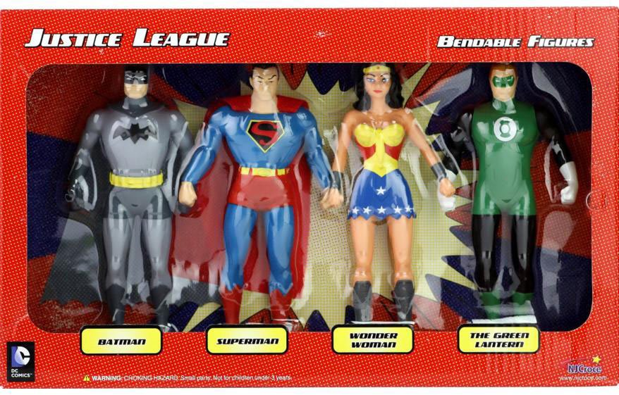 Pack 4 figuras maleables la Liga de la Justicia. 14 cm. Dc. Comics. NJ. Croce