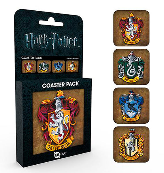 Pack 4 posavasos Harry Potter. Casas de Hogwarts