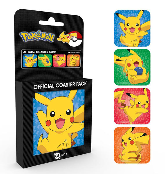 Pack 4 posavasos Pikachu. Pokémon 9 x 9 cm