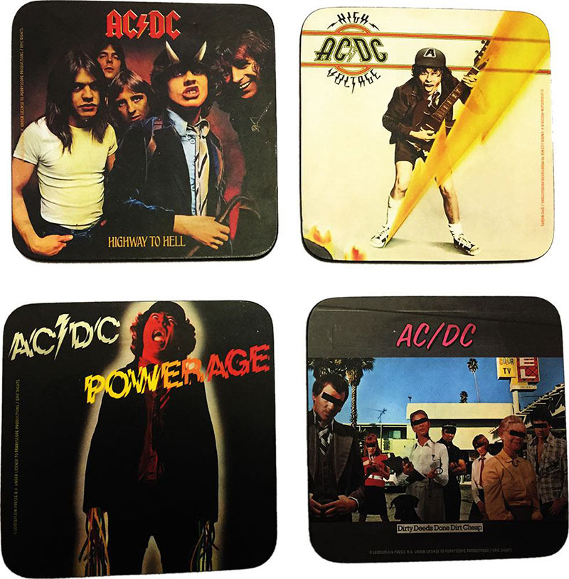 Pack 4 posavasos portadas álbum AD/DC
