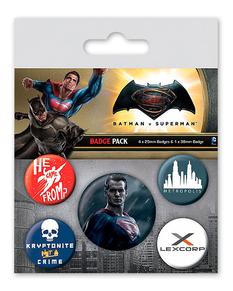 Pack 5 chapas Superman. Batman v Superman: El Amanecer de la Justicia