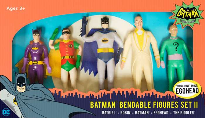 Pack 5 figuras maleables 14 cm. Batman. Versión serie TV 1966. Set II. DC Cómics. NJ Croce