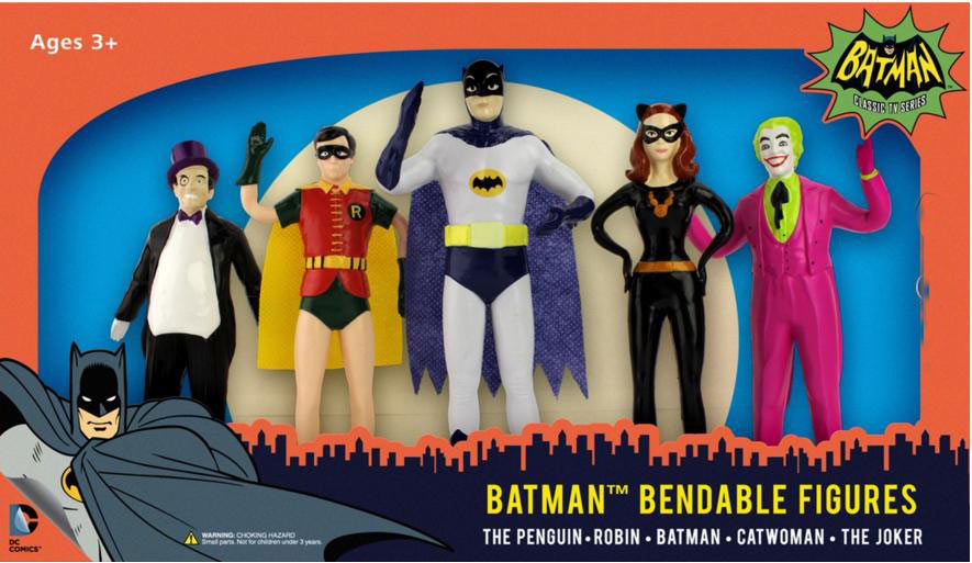 Pack 5 figuras maleables Batman. 14 cm. Batman 1966. DC. Comics. NJ Croce