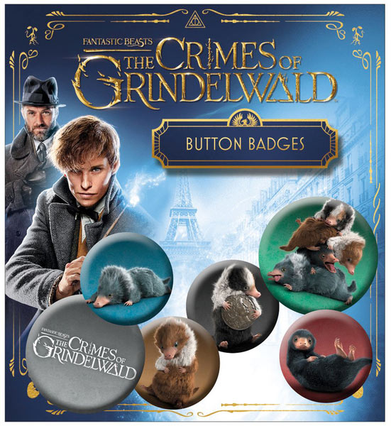Pack 6 chapas Animales Fantásticos y dónde encontrarlos: Los crímenes de Grindelwald