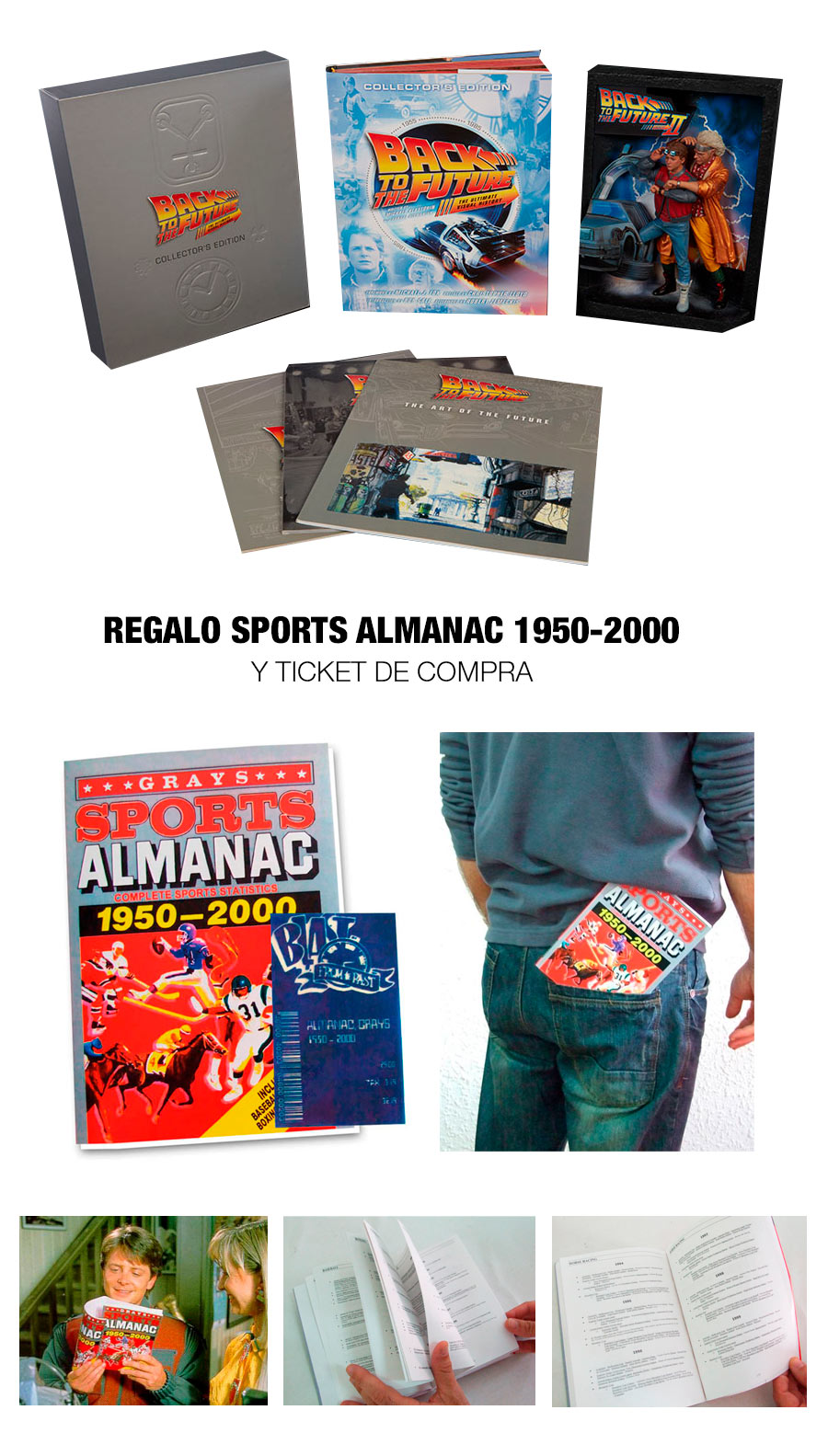 Pack Regreso al Futuro. Libro edición coleccionista Ultimate Visual History + Cuadro 3D & regalo Almanaque Sports Almanac 1950-2000.